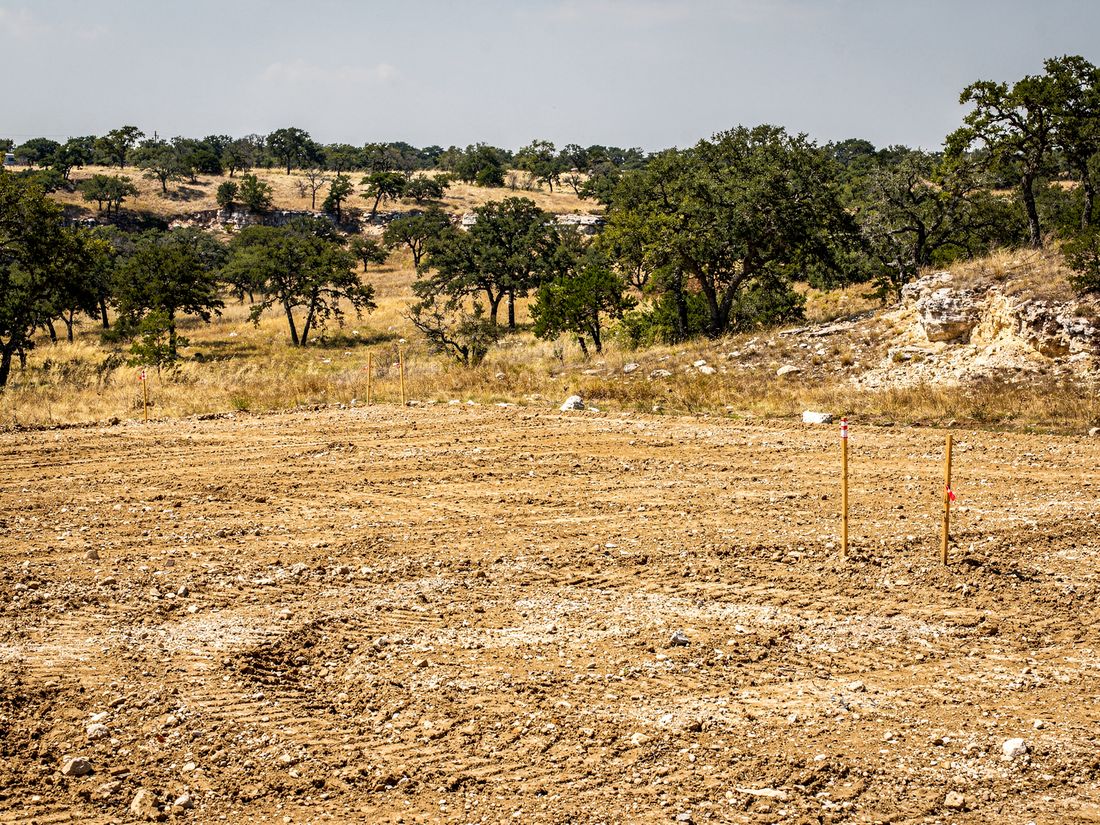 Graded building pad excavated on an Austin, TX lot